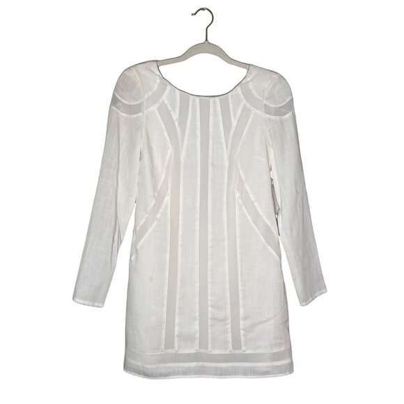 Finders Keepers Turning Tables Long Sleeve Dress Size XS White Sheer Paneled - Picture 1 of 12